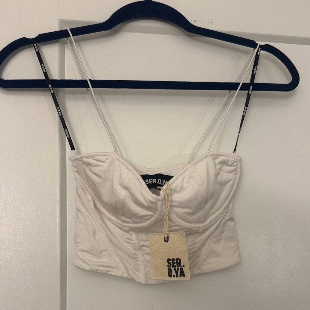 SER.O.YA White Corset Crop Top